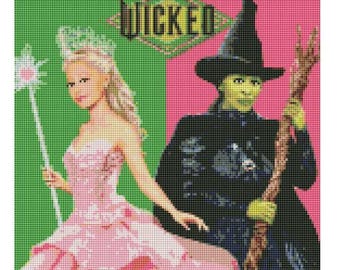 Wicked Diamond Painting Kit | Glinda and Elphaba Diamond Art | Wizard of Oz Witch Craft Kit | Sparkling DIY Wall Art