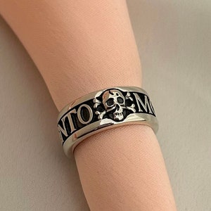 Memento Mori ring for men and women, 925 sterling silver Memento mori skull band ring, Handmade Memento mori ring with 925 hallmark.