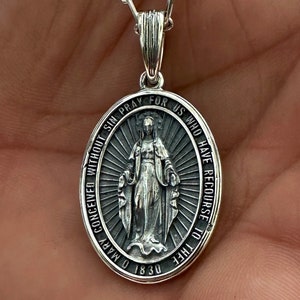 Sterling Silver Virgin Mary Necklace: Handmade Catholic Religious Pendant