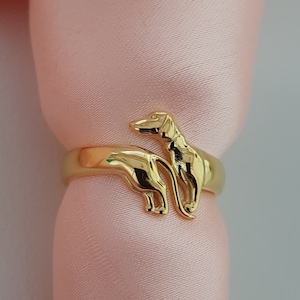 Dog Dachshund Genuine Solid Sterling Silver Ring, Dog ring  with Hallmarked 925.