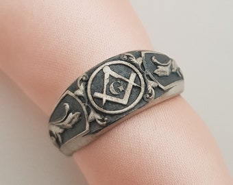 925 silver Masonic Rings, Freemason Ring, Master Mason Rings, Men&#39;s Masonic Rings, Women&#39;s Masonic Ring, Masonic ring with 925 hallmark.
