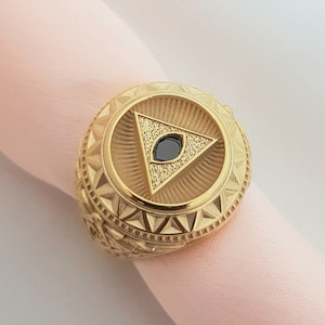 Masonic ring all seeing eye pyramid ring for men and women, sterling silver Freemason ring,  Masonic ring with 925 hallmark.