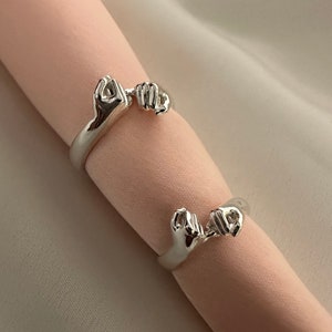925 Sterling Silver Pinky Swear Ring Silver Hand Ring Couple Ring Promise Ring Creative Ring Fun Ring Gift for Her Couple Gift Ideas