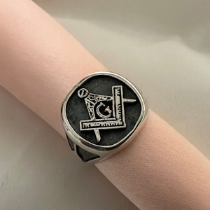 Master mason ring for men and women, 925 sterling silver Freemason ring,  Masonic ring with 925 hallmark.