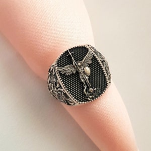 Saint Michael The Archangel Sterling Silver Ring, Saint Michael Christian Ring, Saint Michael The Archangel Silver Jewelry