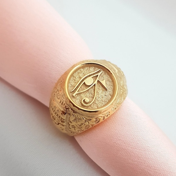 Eye of Horus Ring for men and women, sterling silver Eye of Ra Mystic Ring,  Eye of Horus Ring with 925 hallmark, Ancient Egypt Ring.