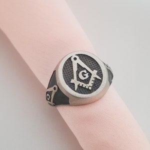 Master mason ring for men and women, 925 sterling silver Freemason ring,  Masonic ring with 925 hallmark.