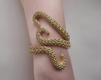 Handmade Sterling Silver Octopus Biker Ring: Sea Animal Jewelry