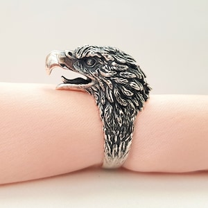 Bald Eagle Handmade Sterling Silver Men Ring, Eagle Unique Animal Ring, American Eagle Silver Men Jewelry, Best Friend Gift, Ring for men