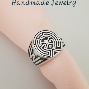 Silver Maze Rings for men and women, 925 sterling silver Labyrinth Maze Ring, Handmade Maze Rings with 925 hallmark.