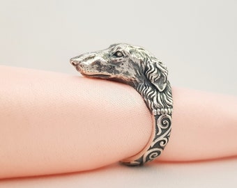 Borzoi dog ring, Vintage Afghan Hound, Borzoi, Saluki Dog, 925 Sterling Silver, Animal Jewelry, Unique Gift, Solid Silver Ring, unique ring
