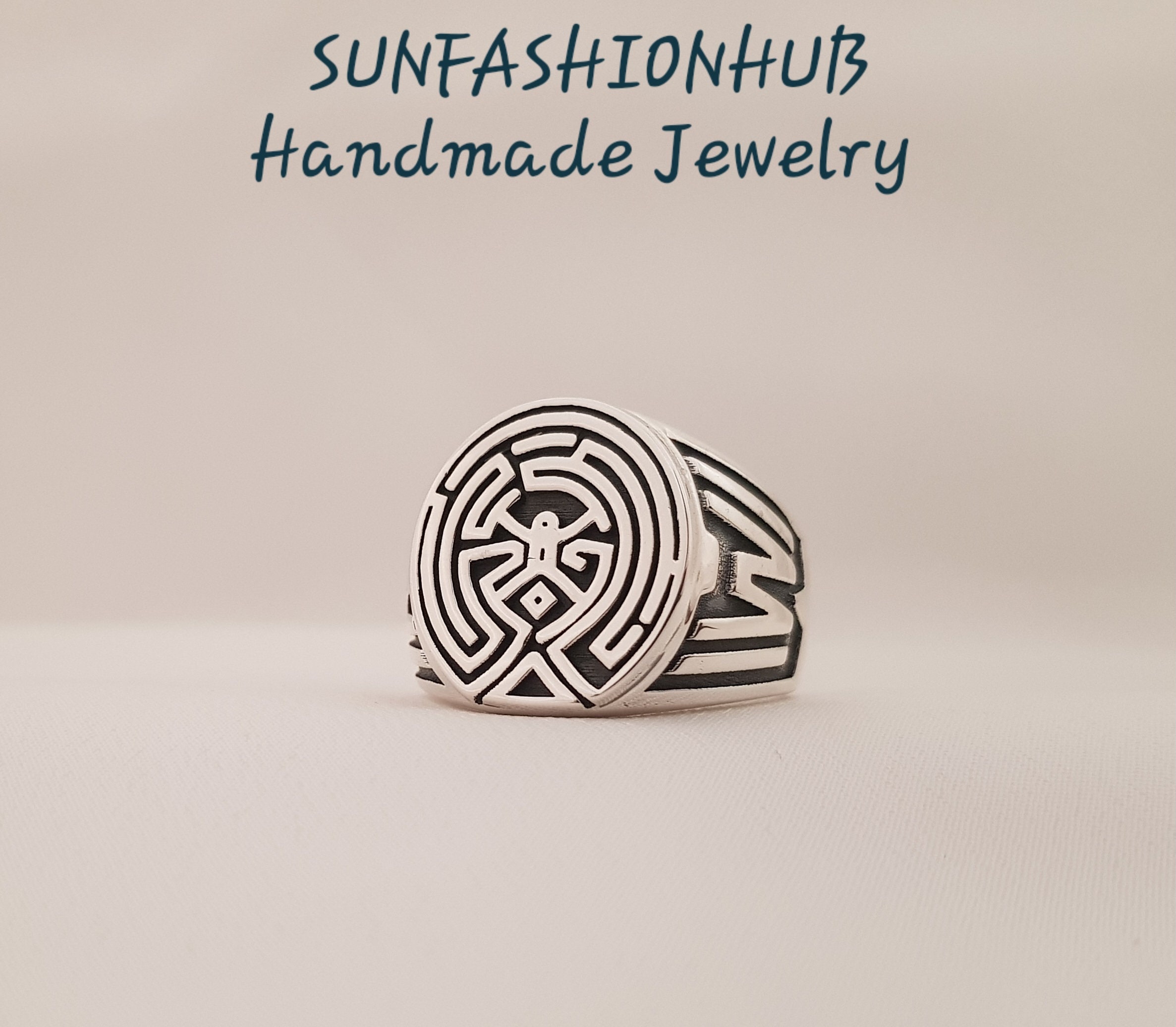 Sterling Silver Maze Ring: Handmade 925 Biker Ring - Etsy