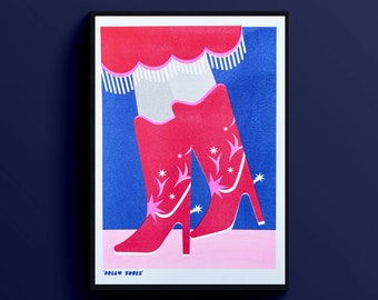 Dolly Parton Print - A4 4 colour risograph print