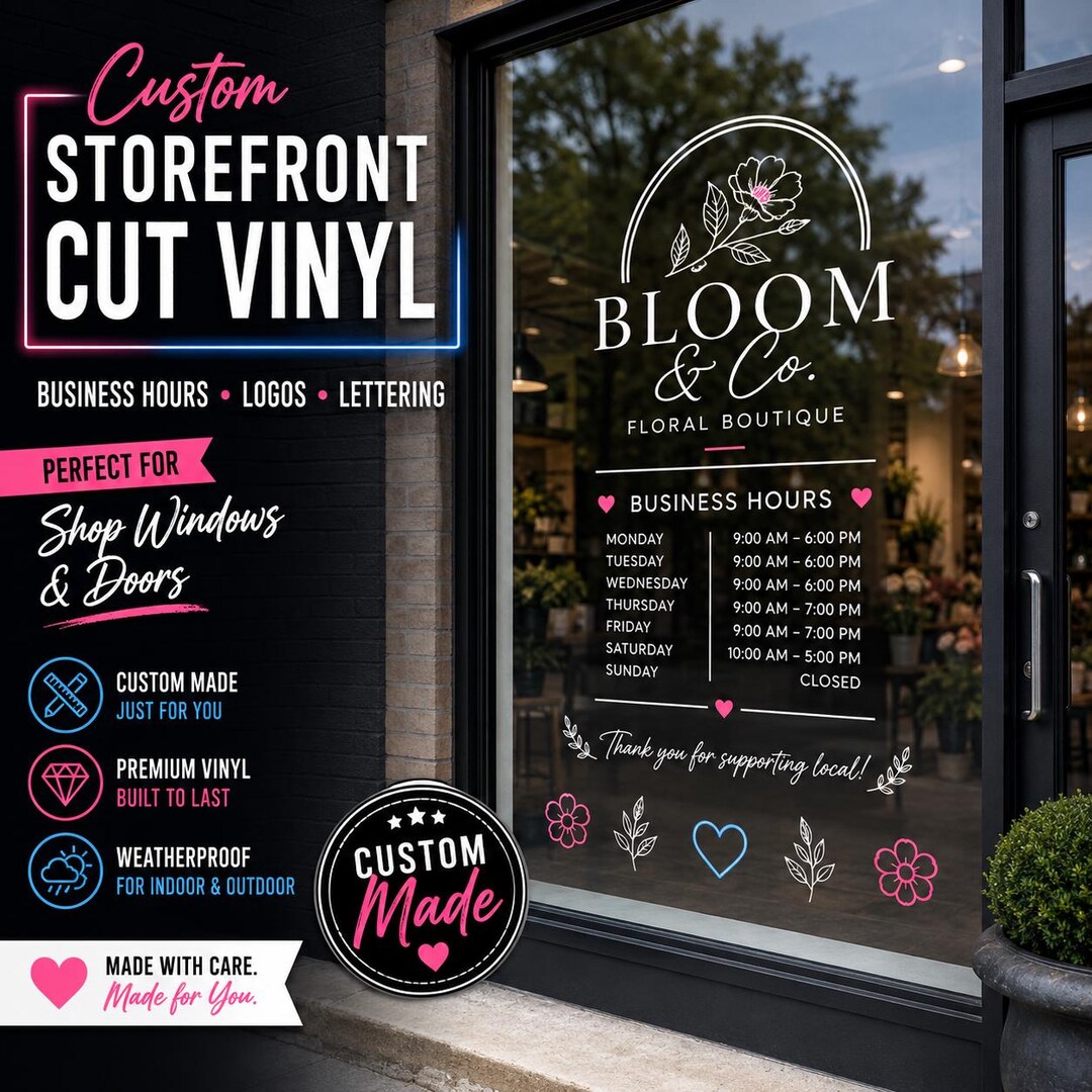 Custom Storefront Window Decal - Business Door Sign, Custom Vinyl ...