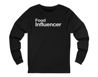 Food Influencer Long Sleeve Shirt | Minimalist Creator Tee, Bella + Canvas 3501, Food Blogger