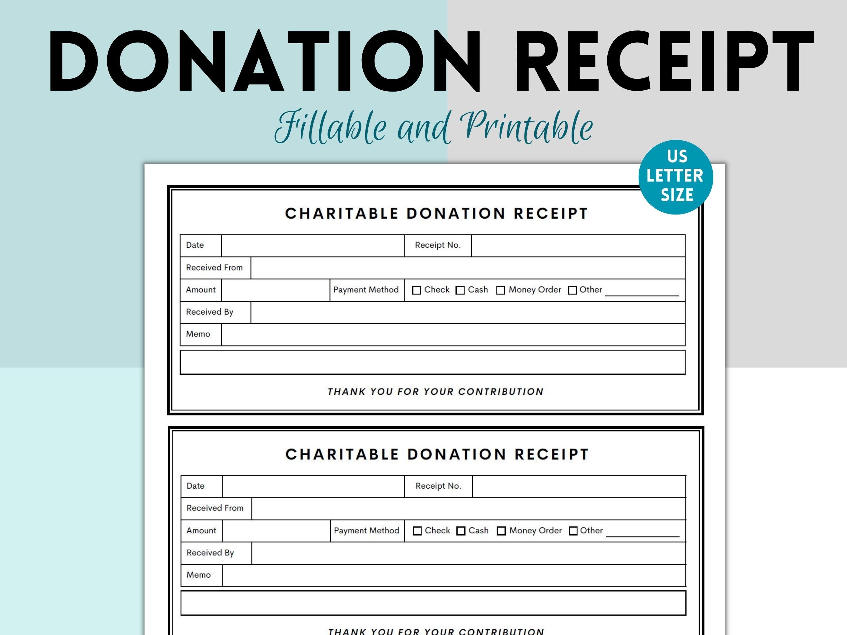 Nonprofit Charity Donation Gift Receipt, Donation Receipt, Printable
