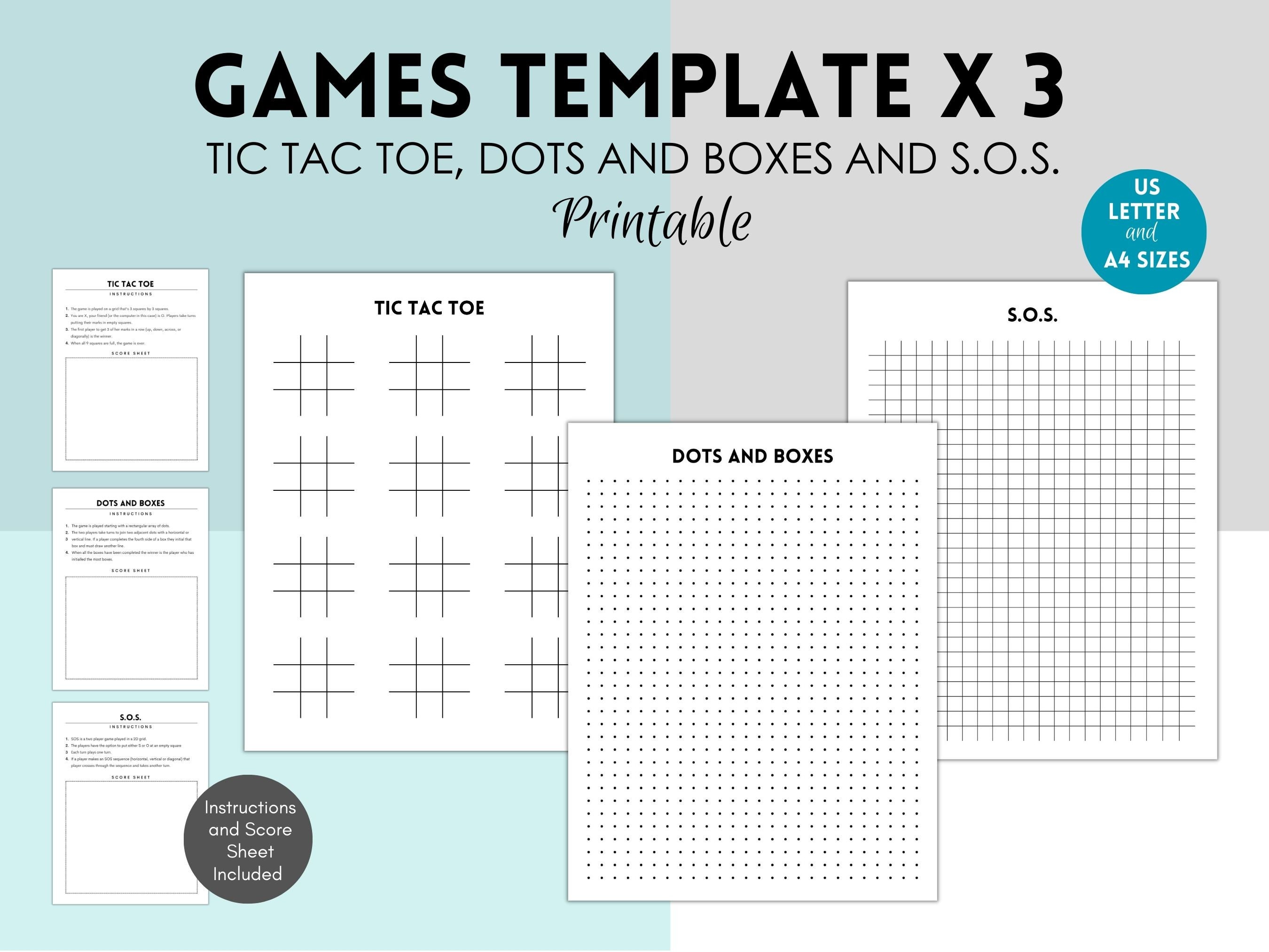 Dot Boxes and Tic-Tac_Toe: Paper & Pencil Games for Kid's 7-12