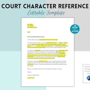 Court Character Reference Letter Template, Court Character Reference Template, Court Character Reference Word Letter, Word Template