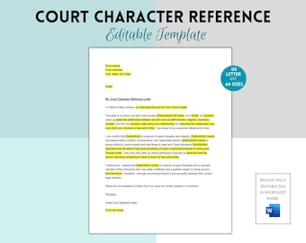 Court Character Reference Letter Template, Court Character Reference Template, Court Character Reference Word Letter, Word Template