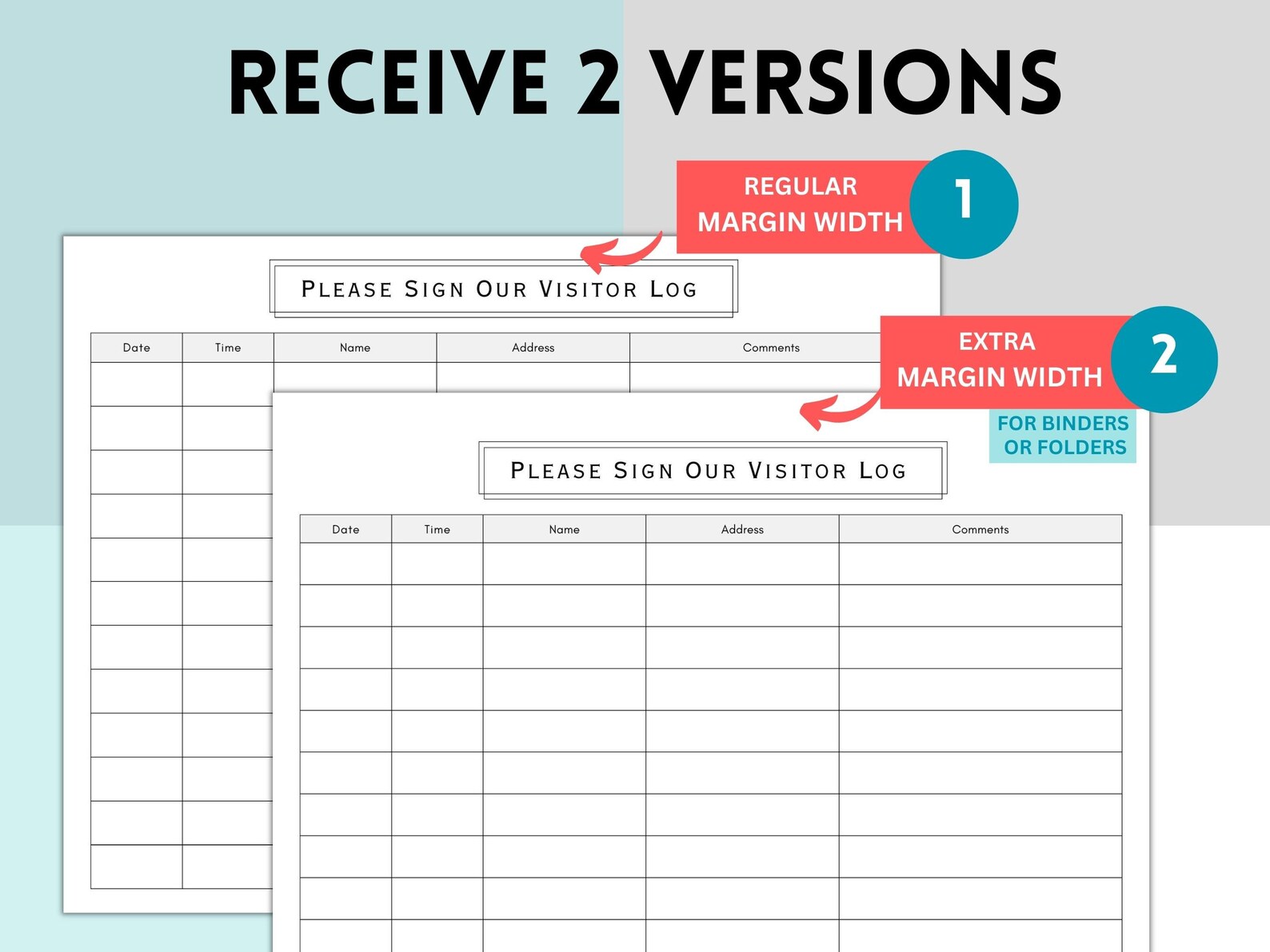 Printable Visitor Log, Visitor Sign in Sheet, Visitor Logbook, Visitor