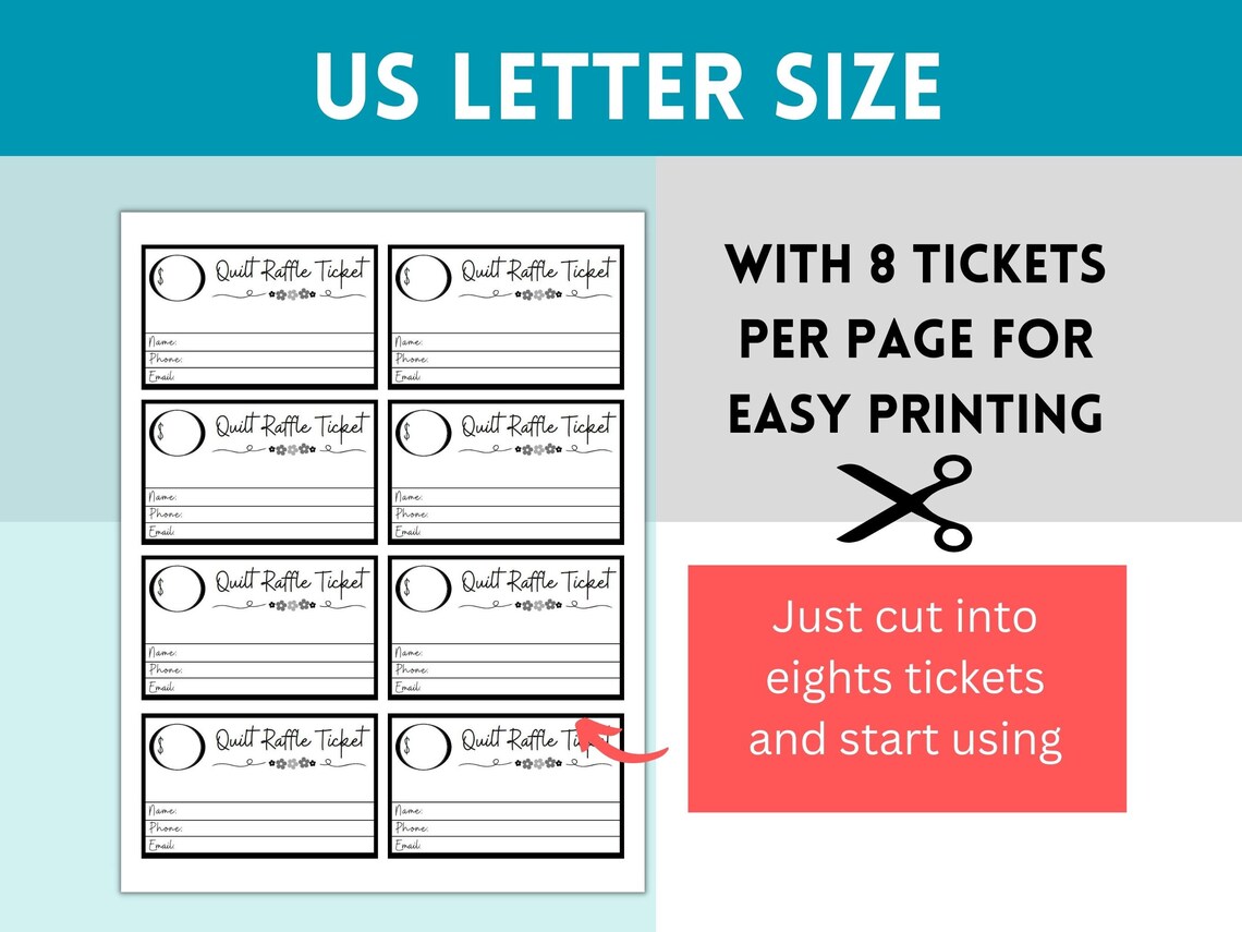Editable Quilt Raffle Ticket, Ticket Printable, Editable Quilting Ticket Template, DIY Event