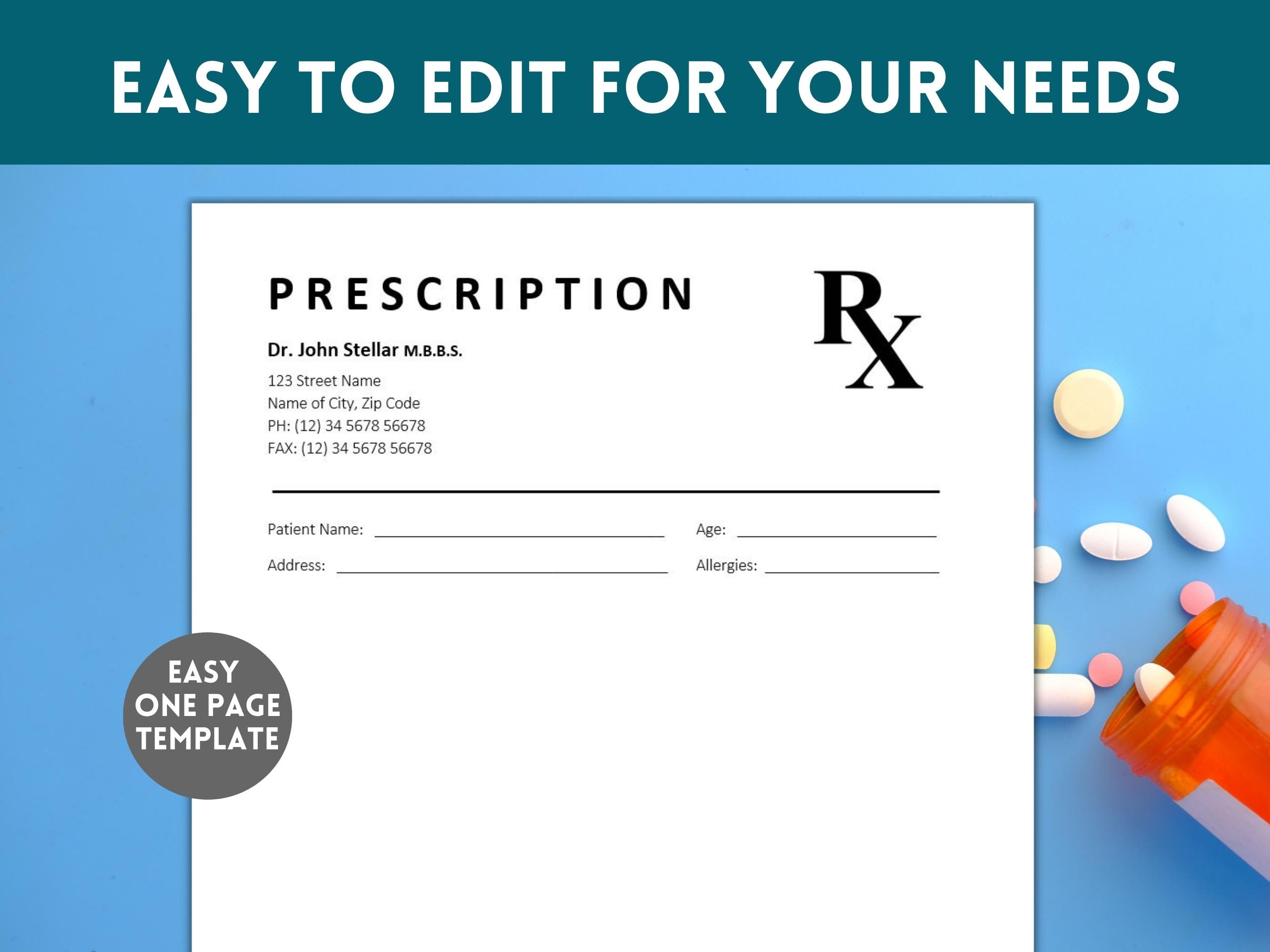 Prescription Pad Template Rx Prescription Notepad Template