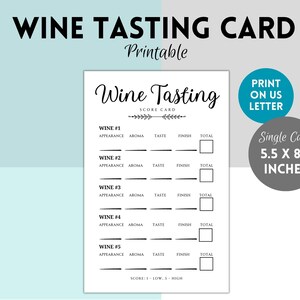 Wine Tasting Score Card, Printable Wine Tasting Party Sheet, Bridal ...