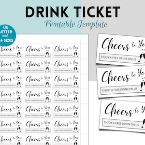 Cupones para bebidas, plantilla imprimible de cupón para bebidas para fiestas, fichas para bebidas para bodas, cupones para bebidas para fiestas de oficina, bebidas para fiestas de cumpleaños