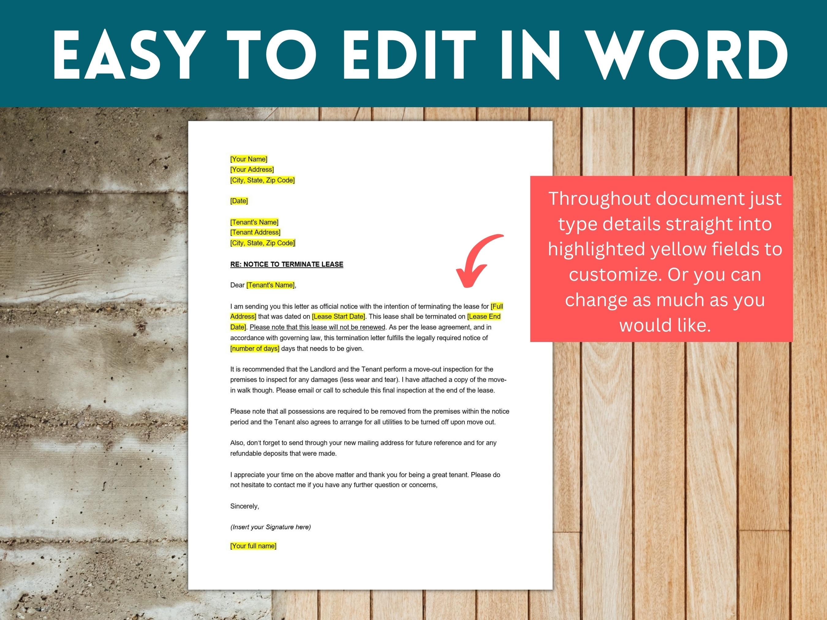 Landlord Lease Termination Letter Template, Lease Termination Letter ...