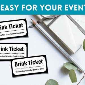 Simple Drink Tickets, Printable Party Drink Voucher Template, Wedding ...