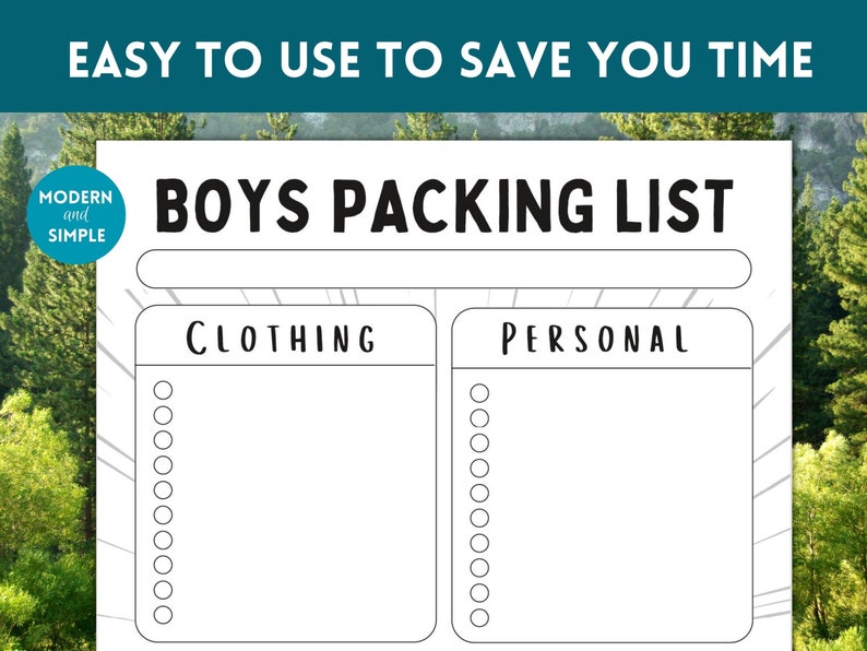 Editable Young Men Camp Packing List Boys Camping Packing Etsy