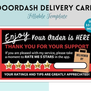 Cartes d'évaluation de livraison DoorDash, Chauffeur-livreur, Note client DoorDash, Carte d'évaluation de remerciement, Chauffeur-livreur, Stickers pour tableau de bord de porte