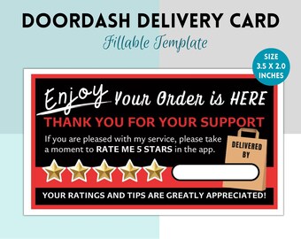 Doordash Delivery Rating Cards, Food Delivery Driver, Doordash
