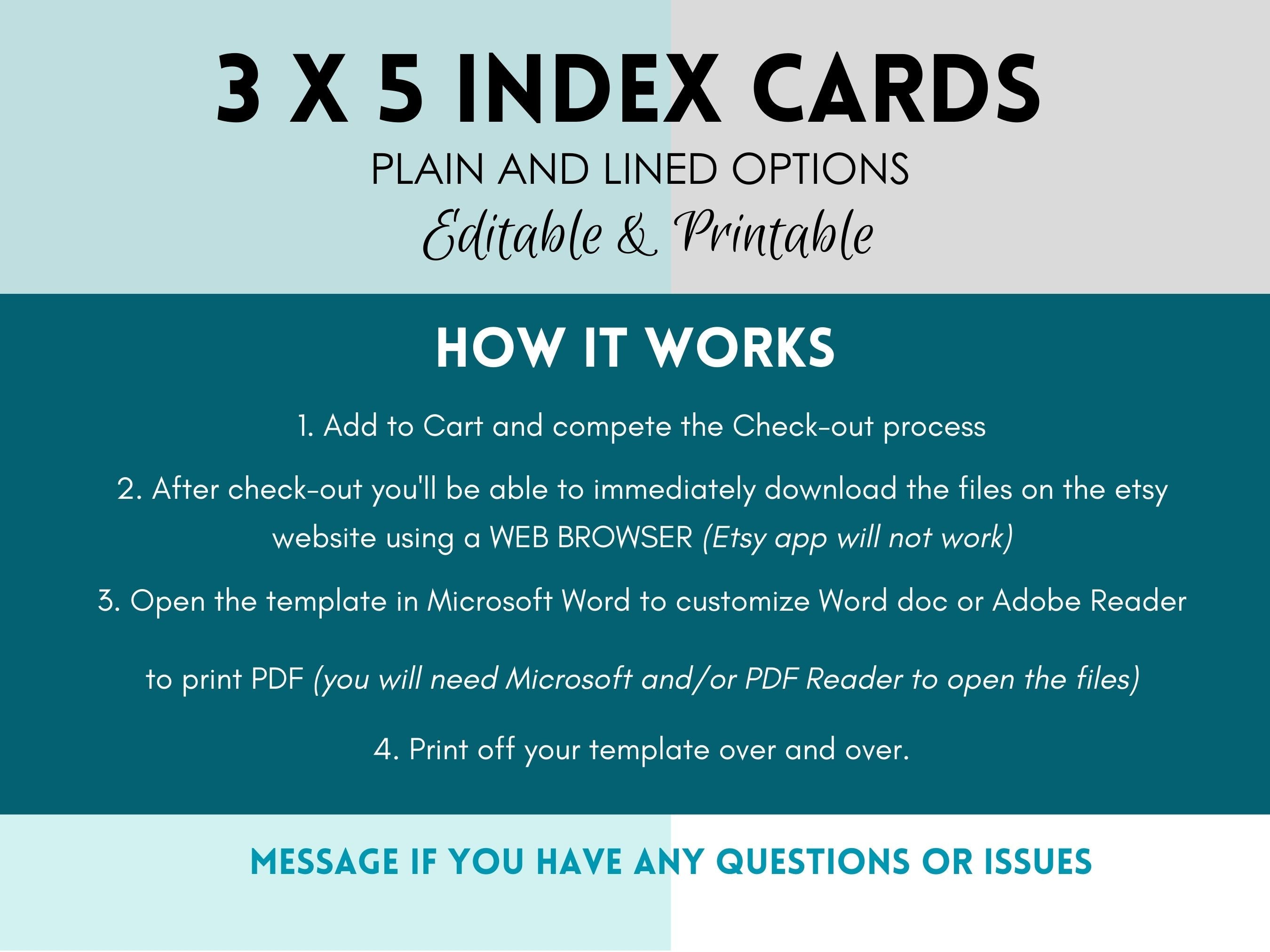 Printable 4x6 Index Card. Printable Note Cards. Printable Index Cards.  Blank Index Cards. Index Card PDF. Index Card Template. -  Israel