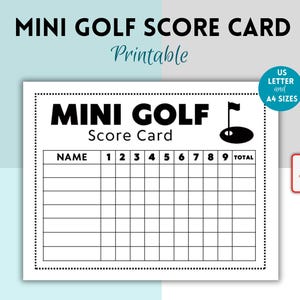 Mini Golf Score Card, Mini Golf Putt Putt Party Score Card, Mini Golf Spiel, Golf Score Card, Golf Score Sheet, 9 Play Score