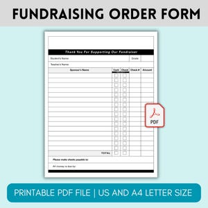 Fundraising Form Printable, Sponsorship Form, Fundraiser Form, School Church Work Fundraising Template, Charity Event, Business Sales Form