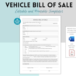 Vehicle Bill of Sale, Motor Vehicle Sale Contract, Vehicle Bill Of Sale Form, Vehicle Bill of Sale template, Motorcycle Sale, Truck Sale