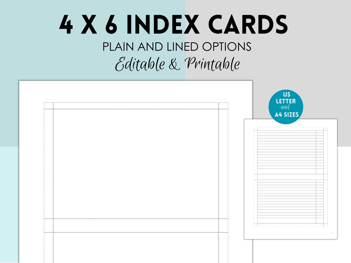 Printable 4x6 Index Card, Printable Note Cards, Printable Index Cards ...