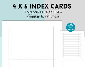 Printable 4x6 Index Card, Printable Note Cards, Printable Index Cards, Blank  Index Cards, Index Card PDF, Index Card Template,flash Cards 