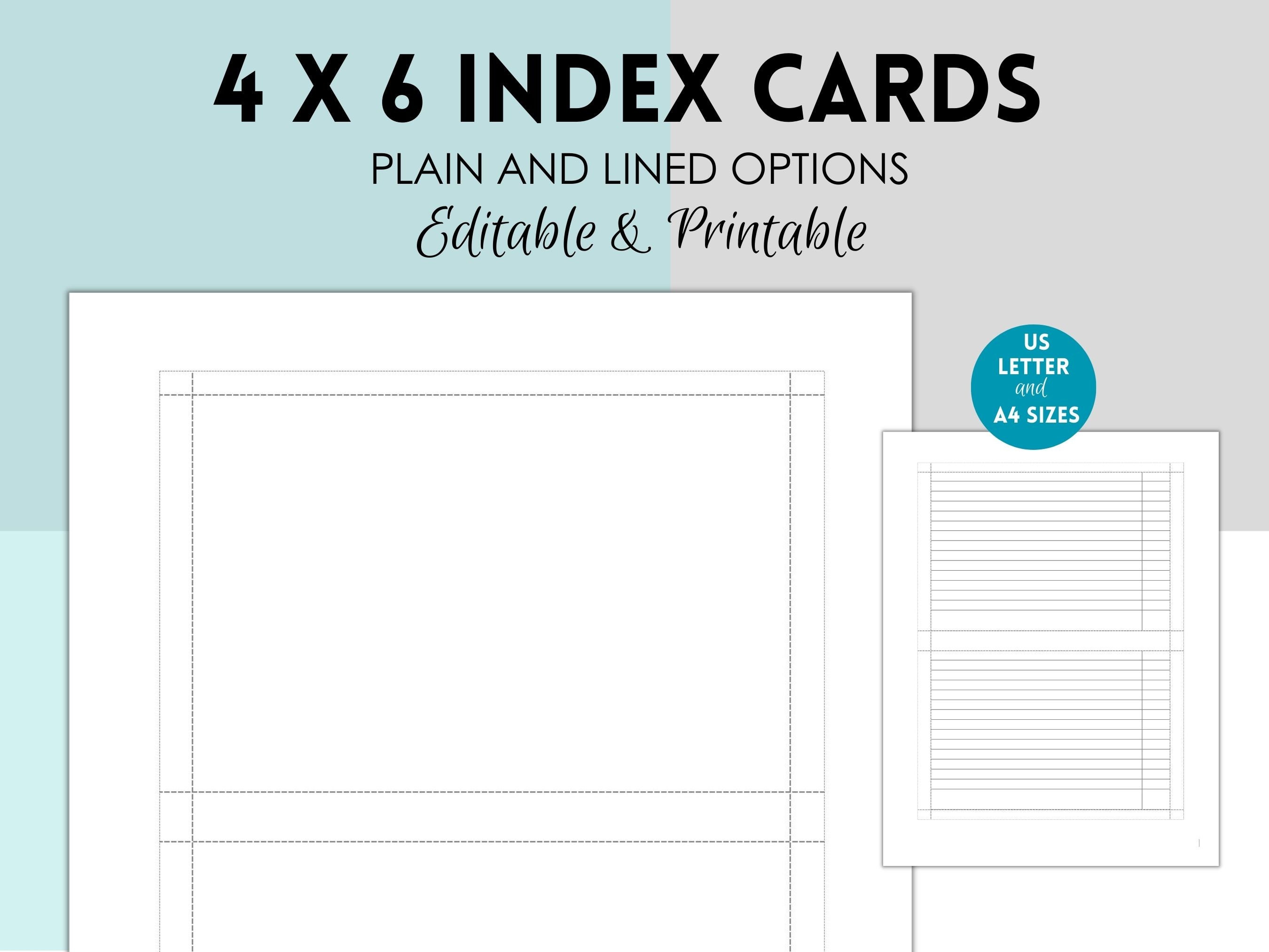 Printable 4x6 Index Card, Printable Note Cards, Printable Index