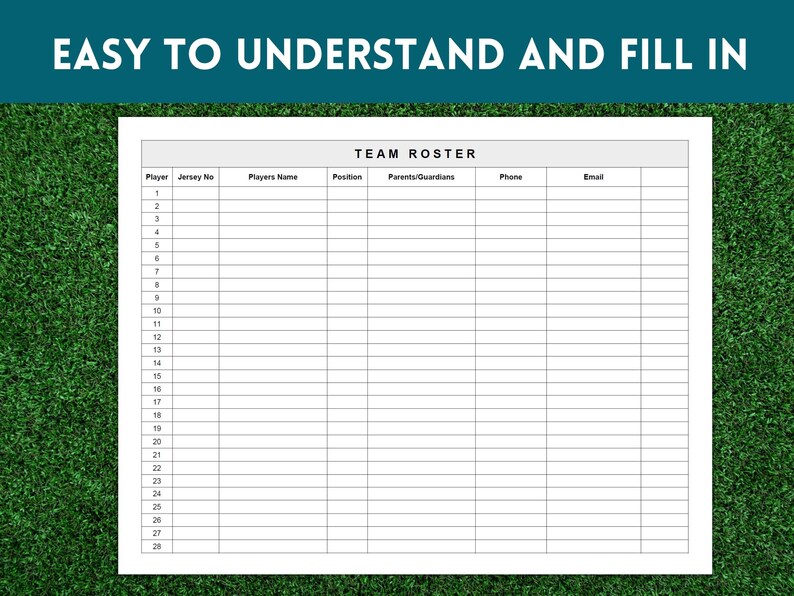 Team Roster, Sports Roster Printable, Soccer Team Roster, Softball ...