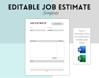 Job Estimation, Excel und Microsoft Word, Kostenvoranschlag für Aufträge, Job Estimation Vorlage, Job Estimation, Excel und Word, Zitat