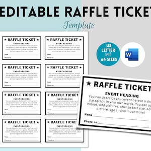 Printable Editable Raffle Ticket, Enter to Win Printable Ticket, Word Template,