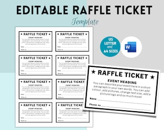 Druckbares bearbeitbares Gewinnspielticket, Geben Sie ein, um druckbare Tickets zu gewinnen, Word-Vorlage,
