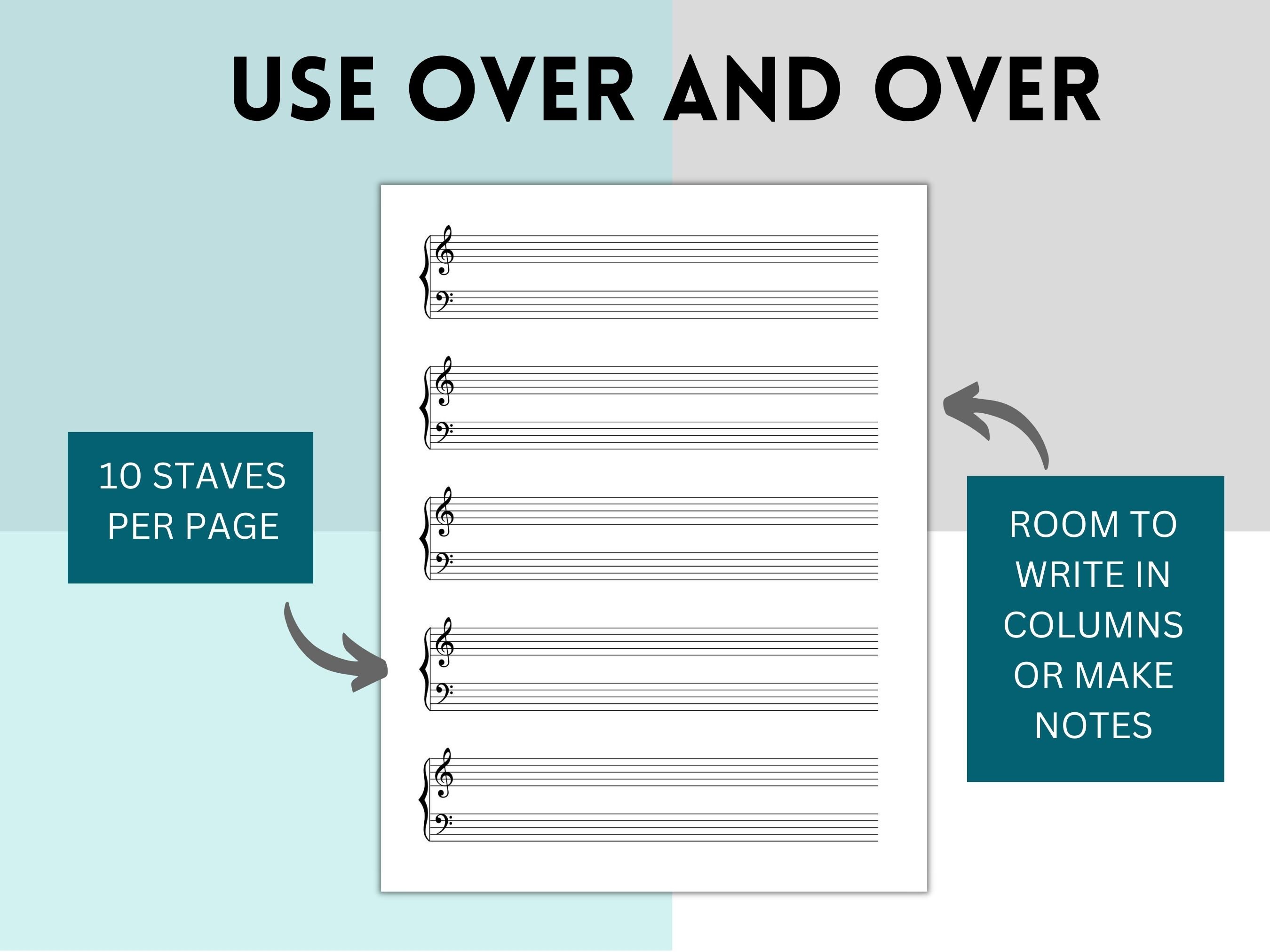 Printable Sheet Music for Letter and A4, Piano Staff Paper, Blank Sheet ...