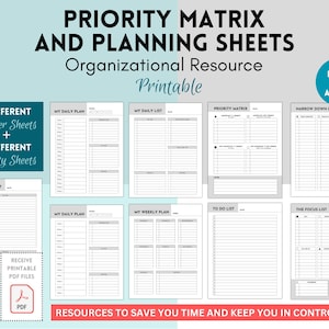 Brain Dump and Planning Bundle, To Do List Printable, Task Priority Checklist, ADHD Daily Planner, Work Day Tasks, Thoughts Organizer