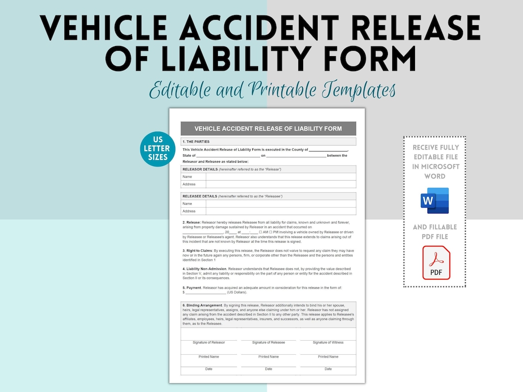 Car Accident Release of Liability Template, Vehicle Accident Release of Car Accident Release of Liability Template, Vehicle Accident Release of