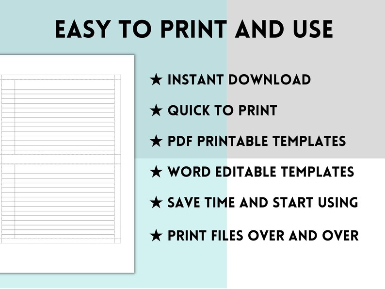 Printable 4x6 Index Card, Printable Note Cards, Printable Index Cards ...