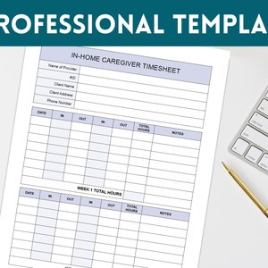 Editable Caregiver Timesheet, Home Health Care Time Sheet, Caregiver ...