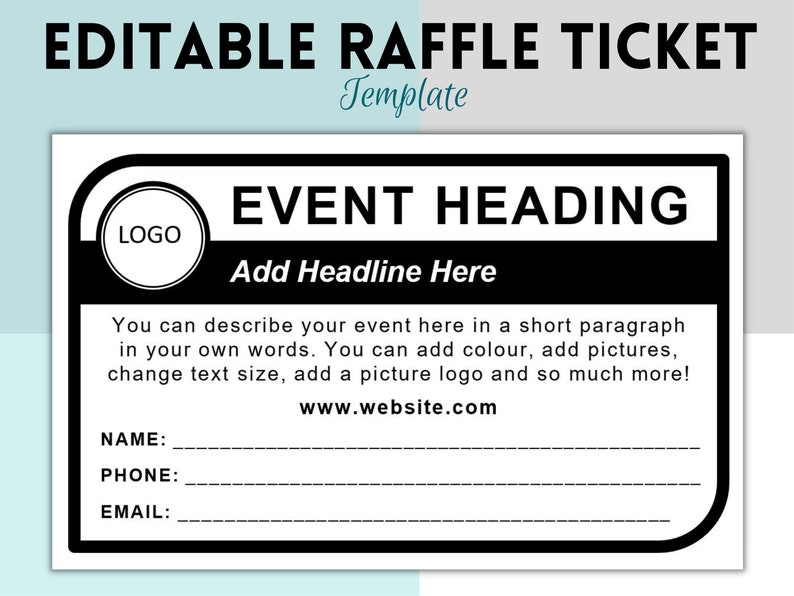 Printable Editable Raffle Ticket Enter to Win Printable - Etsy
